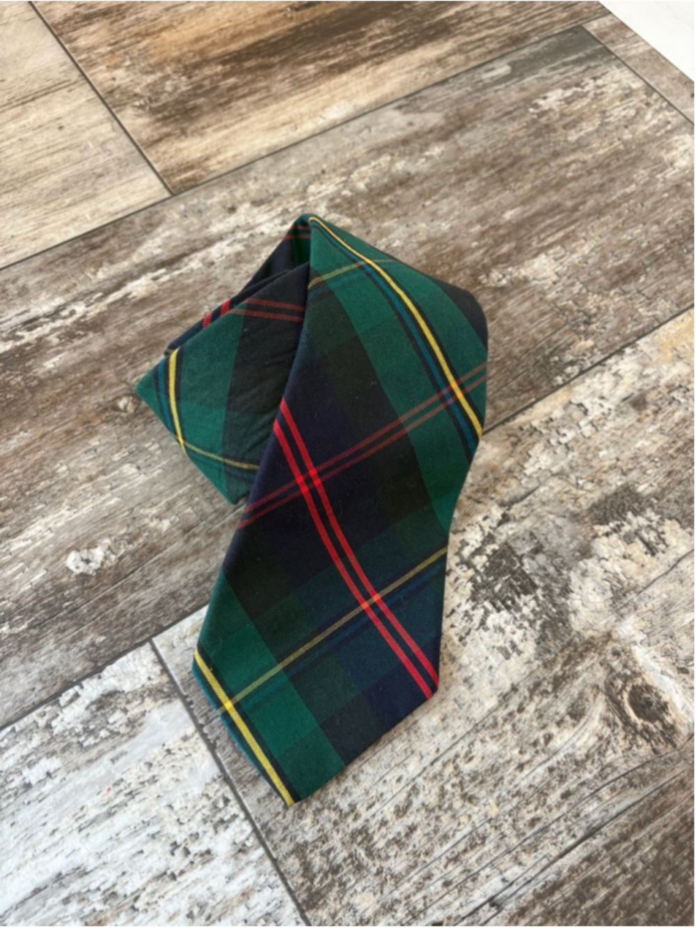 Gap Tartan Plaid Cotton Necktie | Green Navy Red Yellow Preppy Classic Tie